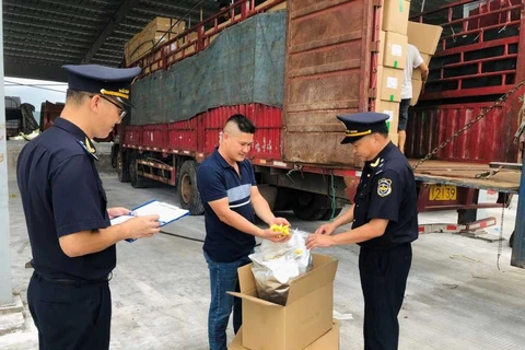 Cán bộ Hải quan Quảng Ninh kiểm tra hàng hóa xuất nhập khẩu. (Nguồn: Cục Hải quan Quảng Ninh)