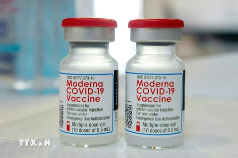 Vaccine ngừa COVID-19 của Moderna. (Nguồn: AFP/TTXVN)