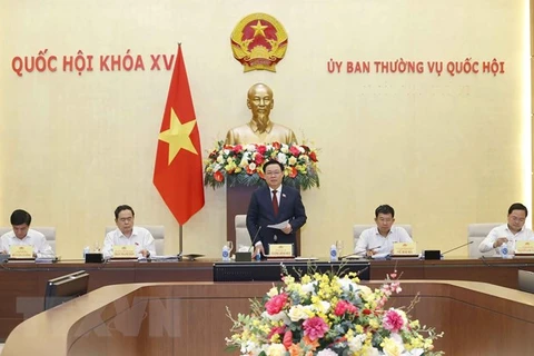 Chủ tịch Quốc hội Vương Đình Huệ chủ trì cuộc họp về tổ chức Hội nghị Nghị sỹ Trẻ Toàn cầu lần thứ 9, do Quốc hội Việt Nam đăng cai. (Ảnh: Doãn Tấn/TTXVN) 