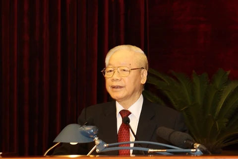 Tổng Bí thư Nguyễn Phú Trọng phát biểu khai mạc Hội nghị Trung ương 8, khóa XIII. (Ảnh: Trí Dũng/TTXVN) 