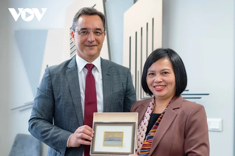 Đại sứ Việt Nam tại Hungary Nguyễn Thị Bích Thảo gặp Thị trưởng thành phố Debrecen László Papp. (Nguồn: VOV) 