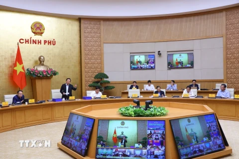 Phó Thủ tướng Trần Hồng Hà phát biểu kết luận phiên họp. (Ảnh: Văn Điệp/TTXVN)