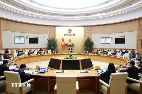 Thủ tướng Phạm Minh Chính chủ trì Phiên họp Chính phủ thường kỳ tháng 1 năm 2024. (Ảnh: Dương Giang/TTXVN)