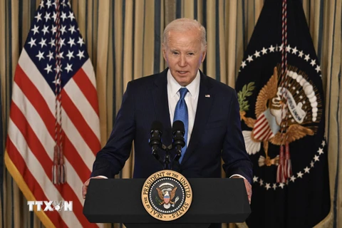 Tổng thống Mỹ Joe Biden phát biểu tại Nhà Trắng ngày 28/2/2024. (Ảnh: AFP/TTXVN)