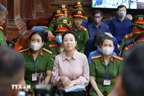 Bị cáo Trương Mỹ Lan tại phiên tòa ngày 12/3. (Ảnh: Thanh Vũ/TTXVN)