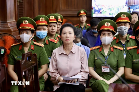 Bị cáo Trương Mỹ Lan tại phiên tòa ngày 22/3. (Ảnh: Thanh Vũ/TTXVN) 