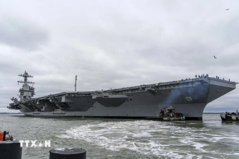 Tàu sân bay USS Gerald R. Ford của Mỹ. (Ảnh: AFP/TTXVN)