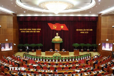 Phiên bế mạc Hội nghị lần thứ 9 Ban Chấp hành Trung ương Đảng khóa XIII. (Ảnh: Thống Nhất/TTXVN)