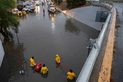 Ngập lụt tại bang Nueva Leon, Mexico. (Ảnh: EPA)