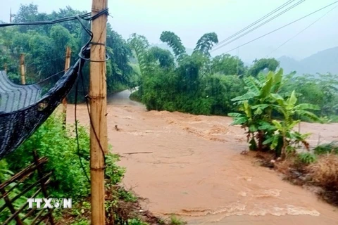 Mưa ngập và sạt lở. (Ảnh: TTXVN phát)