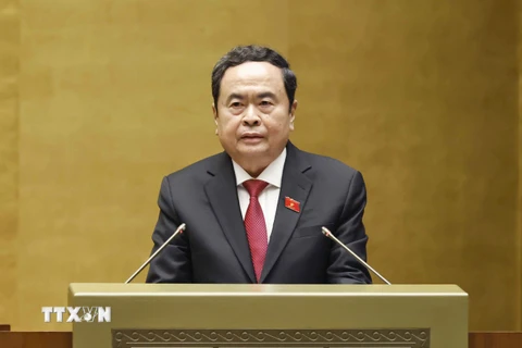 Chủ tịch Quốc hội Trần Thanh Mẫn phát biểu bế mạc Kỳ họp thứ 7, Quốc hội Khóa XV. (Ảnh: Doãn Tấn/TTXVN)