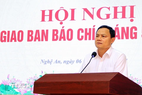 Ông Phạm Ngọc Cảnh, Phó trưởng Ban Tuyên giáo Tỉnh ủy Nghệ An. (Ảnh: Trịnh Duy Hưng/TTXVN)