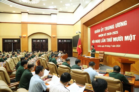 Đại tướng Phan Văn Giang chủ trì hội nghị. (Nguồn: Cổng Thông tin Điện tử Bộ Quốc phòng)