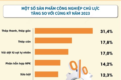 Chỉ số sản xuất công nghiệp tăng 8,5% trong 7 tháng của năm 2024 