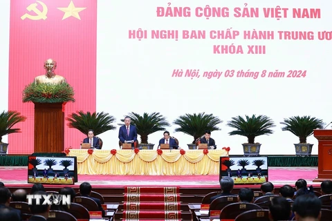 Quang cảnh phiên khai mạc Hội nghị Ban Chấp hành Trung ương khóa XIII. (Ảnh: Dương Giang/TTXVN)