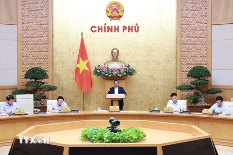 Thủ tướng Phạm Minh Chính chủ trì Phiên họp Chính phủ thường kỳ tháng 7 năm 2024. (Ảnh: Dương Giang/TTXVN)