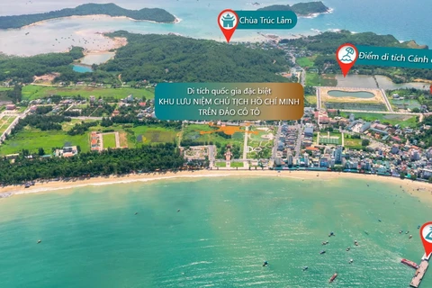 Giao diện của ứng dụng VR 360 giúp du khách có trải nghiệm mới về Di tích Quốc gia đặc biệt Khu lưu niệm Chủ tịch Hồ Chí Minh trên đảo Cô Tô. (Nguồn: Vietnam+)