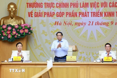 Thủ tướng Phạm Minh Chính chủ trì Hội nghị. (Ảnh: Dương Giang/TTXVN)