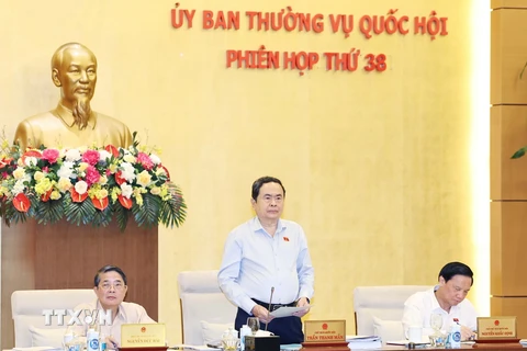 Chủ tịch Quốc hội Trần Thanh Mẫn phát biểu khai mạc phiên họp thứ 38 Ủy ban Thường vụ Quốc hội. (Ảnh: Thống Nhất/TTXVN)