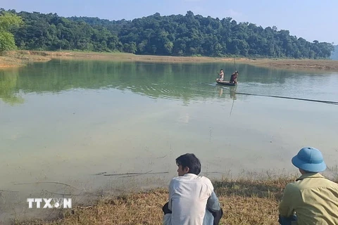 Khu vực hồ Sông Mực, thôn Thanh Bình, xã Tân Bình, huyện Như Xuân) thuộc Vườn quốc gia Bến En- nơi xảy ra vụ việc đuối nước thương tâm. (Ảnh TTXVN phát)