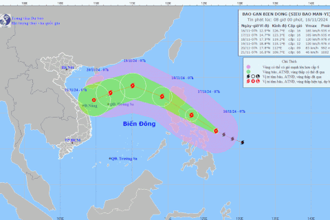 Hình ảnh đường đi và vị trí của bão Man-yi. (Nguồn: Trung tâm Dự báo Khí tượng Thủy văn Quốc gia)