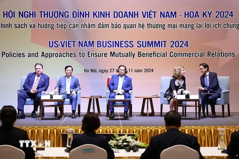 Thủ tướng Phạm Minh Chính dự Hội nghị Thượng đỉnh Kinh doanh Việt Nam-Hoa Kỳ năm 2024. (Ảnh: Dương Giang/TTXVN)