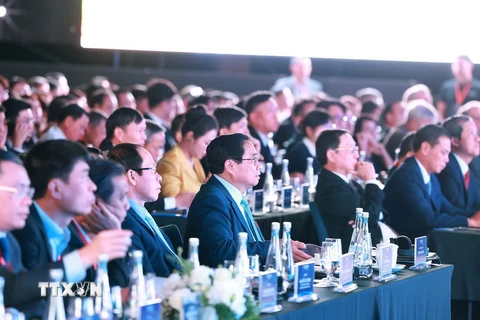 Thủ tướng Phạm Minh Chính dự Ngày hội Khởi nghiệp đổi mới sáng tạo Quốc gia 2024. (Ảnh: Dương Giang/TTXVN)