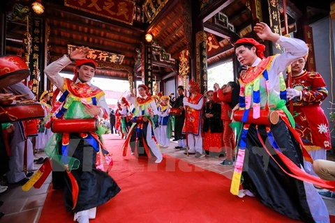 Lễ hội làng Triều Khúc (Hà Nội) diễn ra từ mùng 9/1 đến 12/1 Âm lịch. (Ảnh: Minh Sơn/Vietnam+)