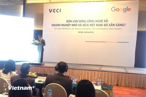 Hội thảo “Đón làn sóng công nghệ số: Doanh nghiệp nhỏ và vừa Việt Nam đã sẵn sàng?”, ngày 2/6. (Ảnh: PV/Vietnam+)