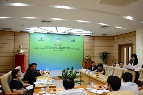 Hội nghị triển khai đấu thầu trái phiếu chính quyền địa phương năm 2016 do Ủy ban Nhân dân tỉnh Bà Rịa Vũng Tàu phát hành. (Ảnh: HNX)