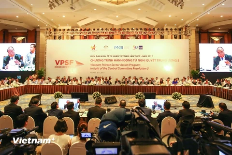 VPSF 2017- chuyên đề “Chương trình hành động của khu vực tư nhân từ Nghị quyết Trung ương 5” (Ảnh: Vietnam+)