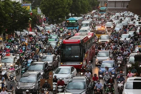 Đường Thanh Xuân-Nguyễn Trãi là một trong những điểm đen ùn tắc giao thông lâu nay của Hà Nội (ảnh chụp lúc 18h30). (Ảnh: Thành Đạt/TTXVN)