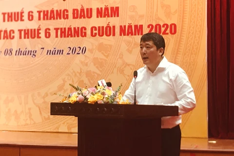 Ông Cao Anh Tuấn, Tổng cục trưởng Tổng cục Thuế phát biểu tại Hội nghị “Sơ kết nhiệm vụ công tác thuế 6 tháng đầu năm và giải pháp thực hiện nhiệm vụ 6 tháng cuối năm,” ngày 8/7. (Ảnh: PV/Vietnam+)