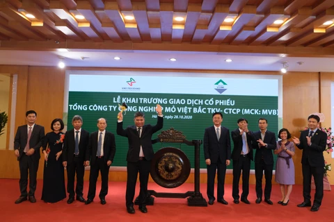 Ngày 28/10, Tổng công ty mỏ Việt Bắc TKV đã niêm yết 105 triệu cổ phiếu trên HNX. (Ảnh: CTV/Vietnam+)