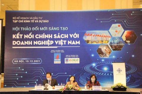 Tại Hội thảo “Đổi mới sáng tạo: Kết nối chính sách với doanh nghiệp Việt Nam,” ngày 15/12. (Ảnh: Vietnam+)
