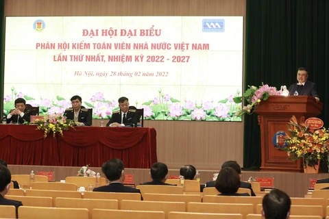 Đại hội Phân hội Kiểm toán viên Nhà nước Việt Nam, nhiệm kỳ 2022-2027. (Ảnh: CTV.Vietnam+)