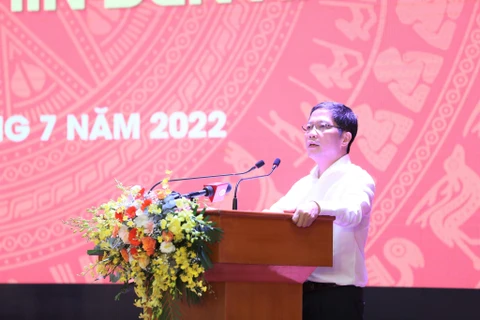 Ủy viên Bộ Chính trị, Trưởng Ban Kinh tế Trung ương, Trần Tuấn Anh phát biểu tại Hội thảo. (Ảnh: Vietnam+)
