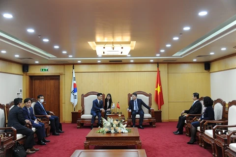 Thứ trưởng Bộ Tài chính Cao Anh Tuấn làm việc với Tổng cục trưởng Kim Chang Ki và Đoàn công tác cơ quan Thuế Hàn Quốc, ngày 7/12. (Ảnh: BTC)