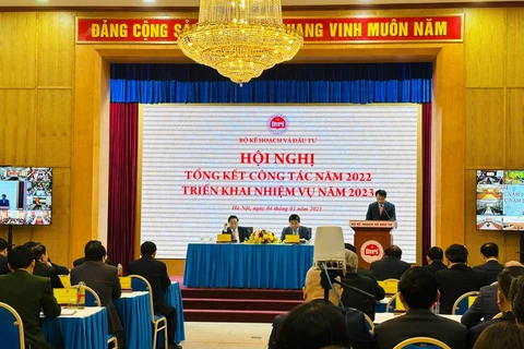 Hội nghị Tổng kết công tác năm 2022, triển khai nhiệm vụ năm 2023 của Bộ Kế hoạch và Đầu tư, ngày 14/1. (Ảnh: Vietnam+)