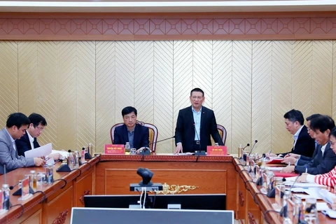 Bộ trưởng Bộ Tài chính Hồ Đức Phớc phát biểu tại Hội nghị. (Ảnh: Phạm Hậu/TTXVN)