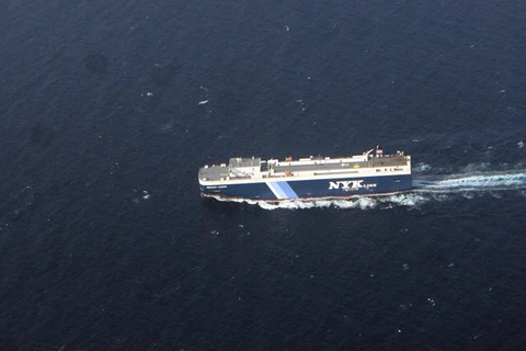 Tàu thuyền trong nước và quốc tế đang hoạt động trong vùng biển phía Bắc của Vũng Tàu cùng tham gia tìm kiếm máy bay bị mất tích. (Ảnh: Trọng Đức/TTXVN)