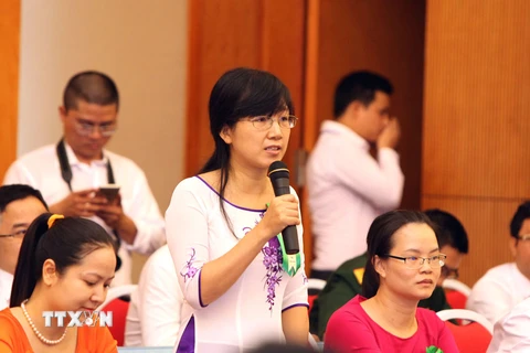 Tiến sỹ Phạm Thị Tuyết Nhung mong muốn các cấp lãnh đạo, nhà hoạch định chính sách tin tưởng hơn vào nhà khoa học trẻ. (Ảnh: Anh Tuấn/TTXVN)