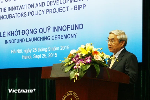 Bộ trưởng Nguyễn Quân cho biết Dự án BIPP sẽ góp phần nâng cao năng lực cho các cơ sở ươm tạo công nghệ, cho ra đời doanh ngiệp khởi nghiệp tồn tại bền vững. (Ảnh: T.H/Vietnam+)