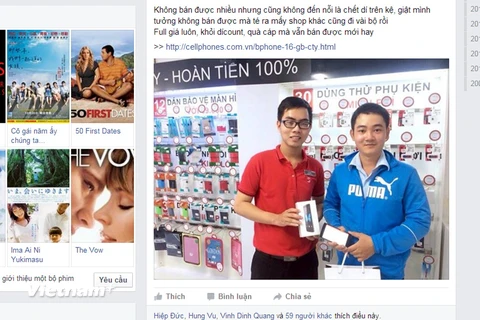 Tấm ảnh nhân viên của Bkav (áo xanh) tới mua hàng tại CellphoneS. (Ảnh chụp màn hình)