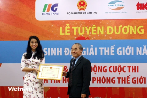 Thí sinh Hiền Gia là gương mặt đã đem tấm Huy chương Đồng về cho đội Việt Nam tại cuộc thi năm 2015. (Ảnh: T.H/Vietnam+)