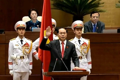 Tân Chủ tịch nước Trần Đại Quang tuyên thệ nhậm chức. (Nguồn: Chinhphu.vn)