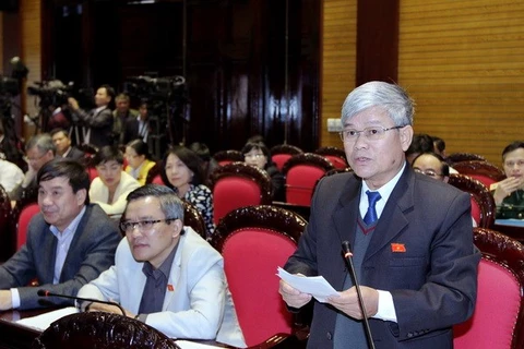 Đại biểu Quốc hội tỉnh Nam Định Nguyễn Anh Sơn phát biểu ý kiến. (Ảnh: An Đăng/TTXVN)
