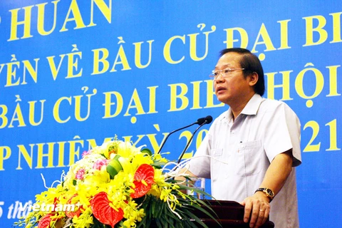 Bộ trưởng Bộ Thông tin và Truyền thông Trương Minh Tuấn đề nghị báo chí cần bình đẳng trong tuyên truyền bầu cử. (Ảnh: T.H/Vietnam+)