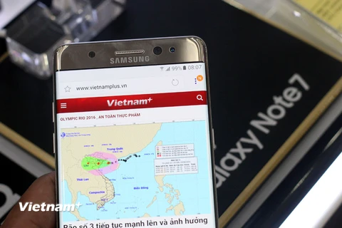 "Siêu phẩm" Galaxy Note 7 của Samsung được coi là át chủ bài của hãng trong giai đoạn cuối năm 2016. (Ảnh: T.H/Vietnam+)