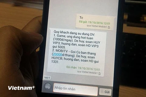 Thuê bao 097xxx nhận được tin nhắn thông báo sử dụng dịch vụ của nhà mạng. (Ảnh: Vietnam+)